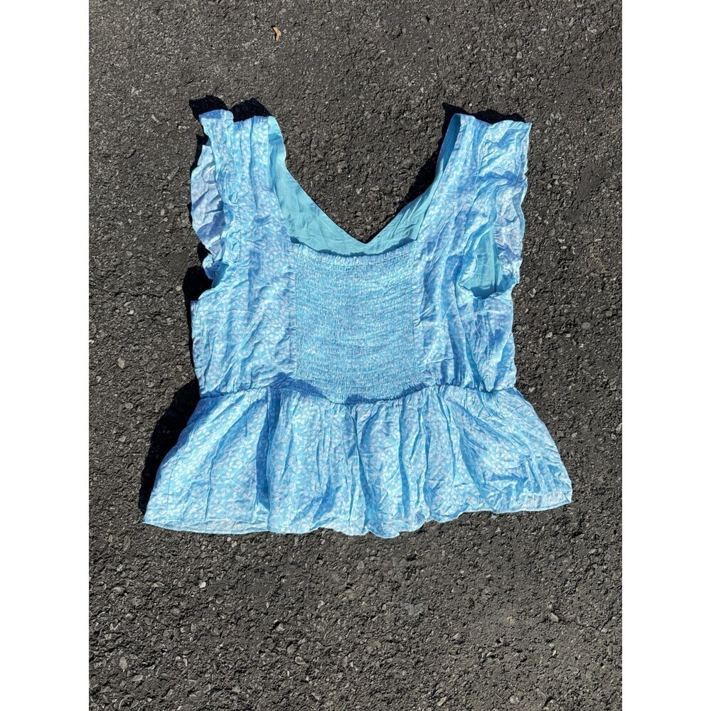 Draper James RSVP Light Blue Floral Ruffle Peplum Tank Top – Size XXL - Picture 8 of 8